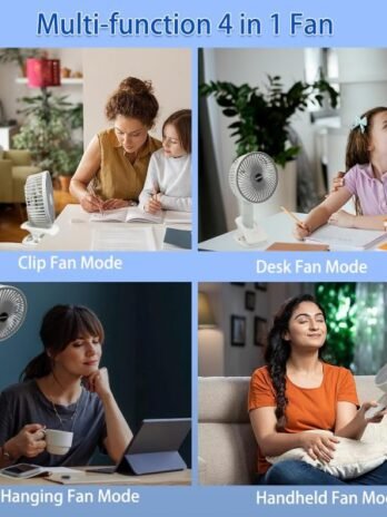 Rechargeable Fan – USB Desk Fan with 3 Gears & Clip