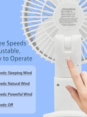 Rechargeable Fan – USB Desk Fan with 3 Gears & Clip