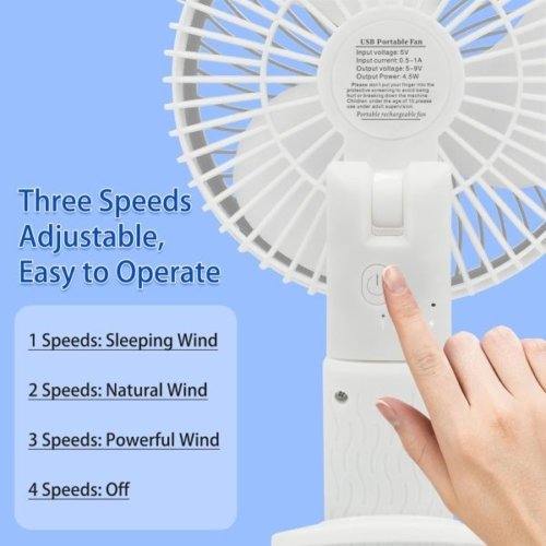 Rechargeable Fan – USB Desk Fan with 3 Gears & Clip