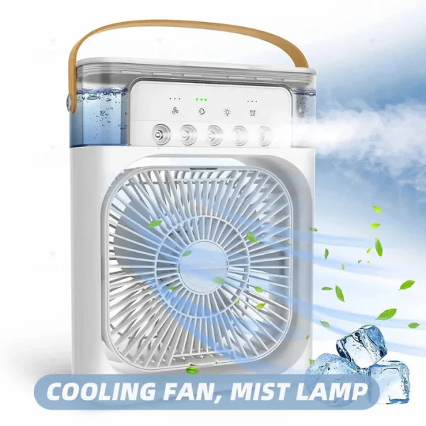 portable-air-conditioner-fan-usb-electric-fan-with-led-night-light-fine-mist-water-and-humidifier-function-led-night-light-water-mist-random-color-12-inch-copy - 1