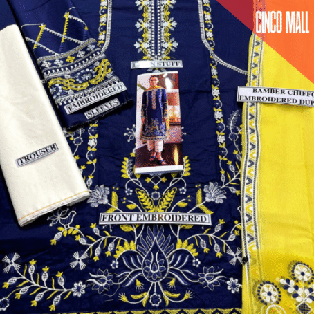 Zaha Lawn Suit 2025 ZH-809 – Embroidered 3 Piece with Chiffon Dupatta - Image 2
