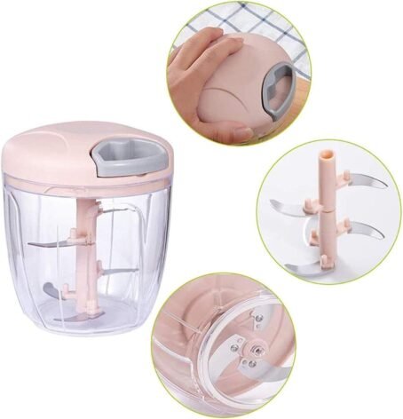 Manual Garlic Chopper Hand-Powered Food Chopper Mini Pull String Design Food Processor, Mincer,Garlic Press Mincer Pepper Chili Nuts Meat Grinder - Image 5