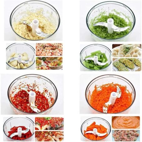 Manual Garlic Chopper Hand-Powered Food Chopper Mini Pull String Design Food Processor, Mincer,Garlic Press Mincer Pepper Chili Nuts Meat Grinder - Image 6