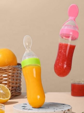 Silicone Baby Bottle With Spoon Fooder