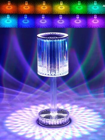 Crystal Diamond Table Lamp Touch Control RGB Color Light Bedroom Romantic
