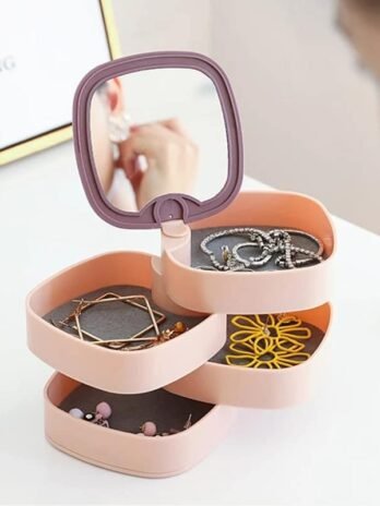 Rotatable 4 Layer Jewellery Organizer With Mirror