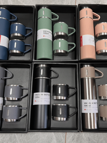 Stainless Steel Vacuum Flask Set 500ml Double Wall Thermos Set Vacuum Flask Gift Set With Double Lids