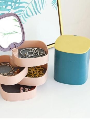 Rotatable 4 Layer Jewellery Organizer With Mirror