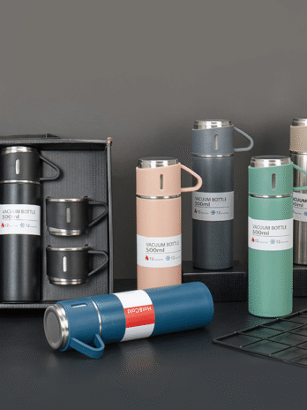 Stainless Steel Vacuum Flask Set 500ml Double Wall Thermos Set Vacuum Flask Gift Set With Double Lids