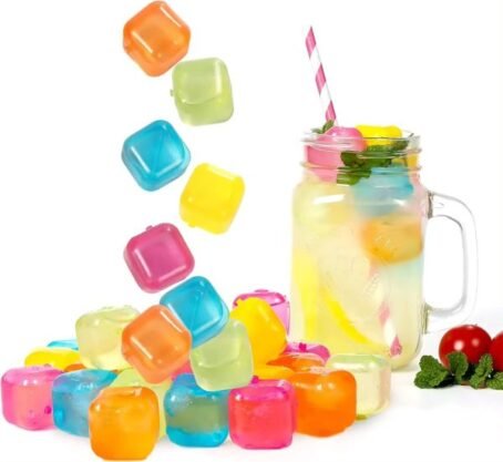 Reusable ice cube  Pack Of 12 Peices Square Reusable Ice Cubes | Filled With Pure Water (multi Random Color) - Image 2