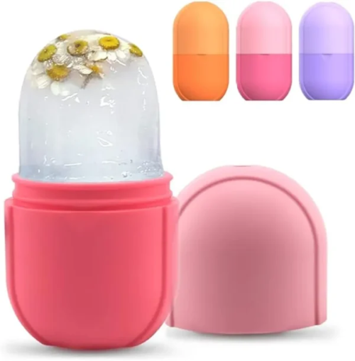 Silicone Cube Tray Shape Face Facial Ice Roller | Massage Face Roller | Frozen Facial Reusable Ice Face Roller Skincare Tool ( Random colors) (Im)